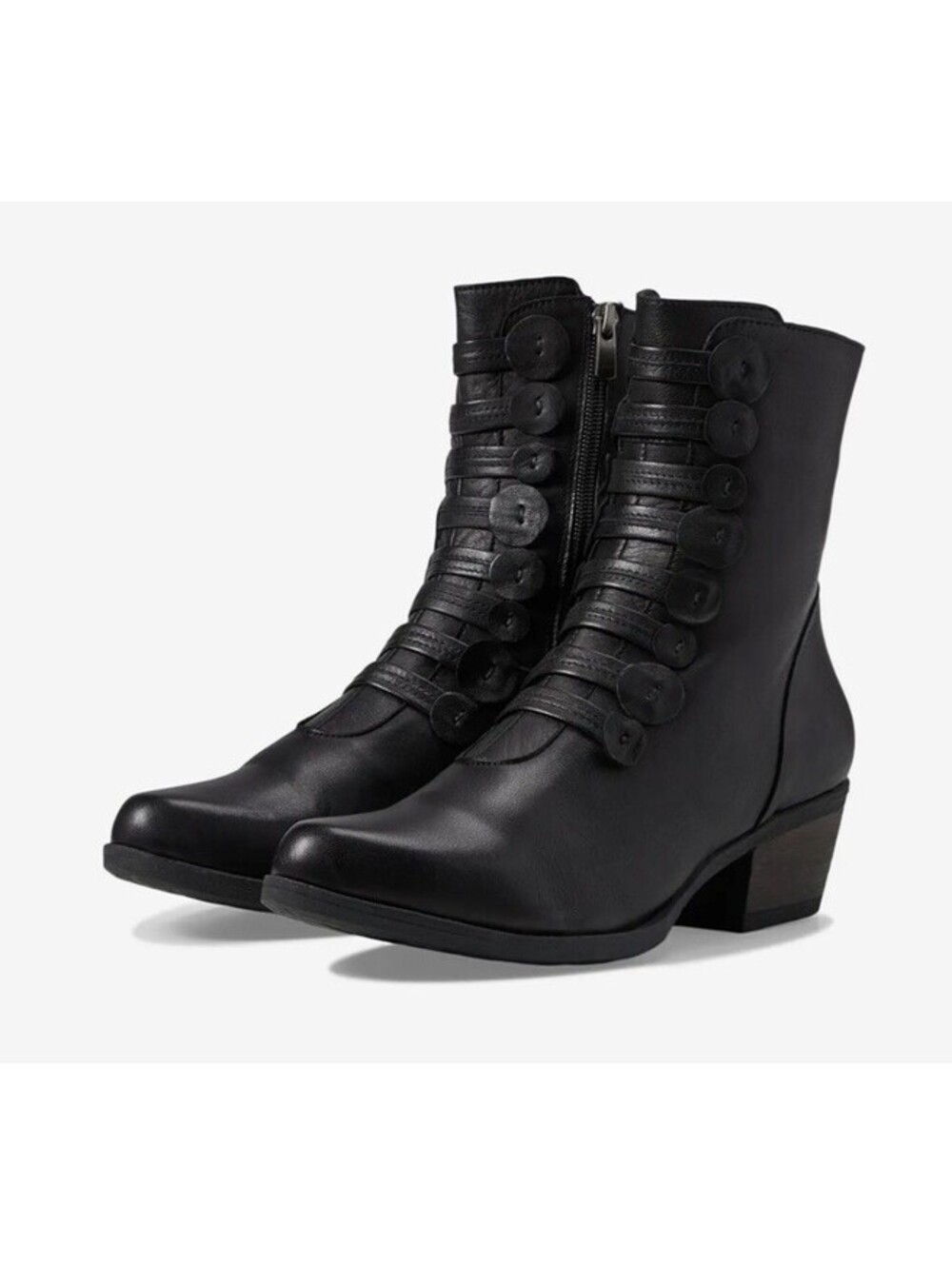 Spring Step Garibaldi Black Leather Zip Boots Round Toe US 9